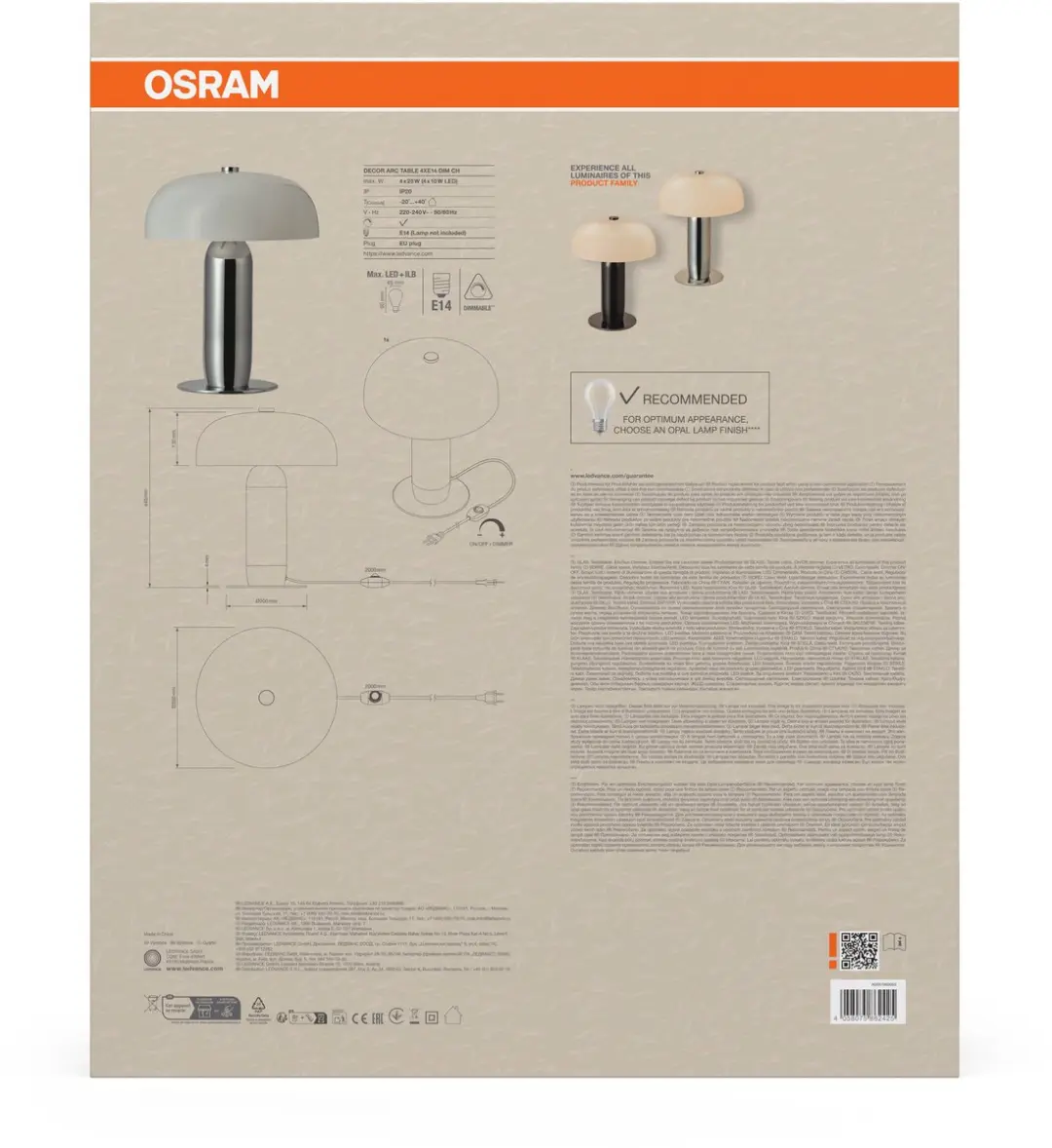 Osram Decor Arc Table 4xE14 DIM - Chroom - afbeelding 4 van 5