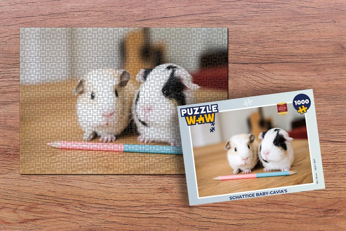 PuzzleWow Legpuzzel Schattige Baby-Cavia's 1000 Stuks - Multicolor