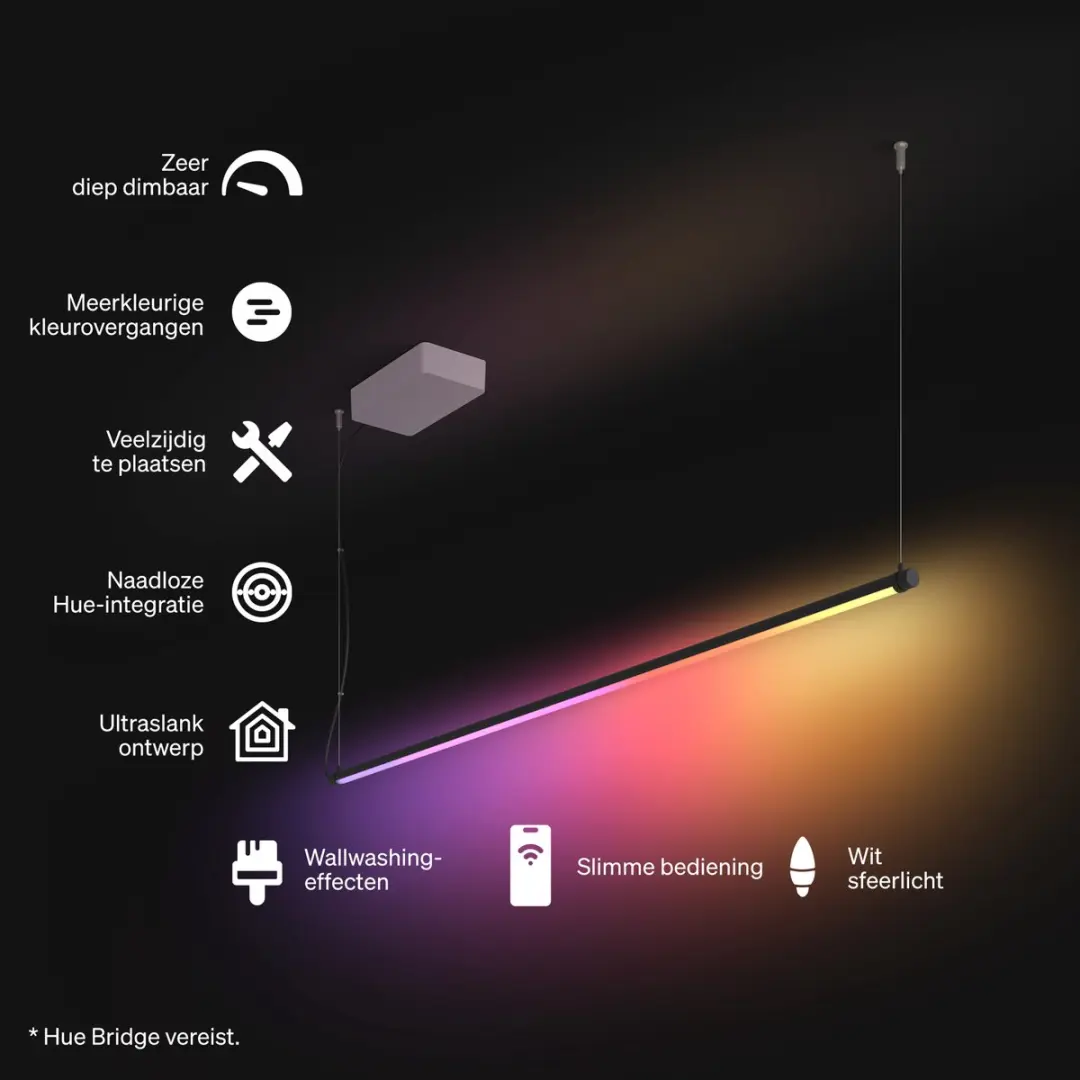 Philips Hue Signe Tube Hanglamp - Zwart - 20.000K - afbeelding 2 van 6