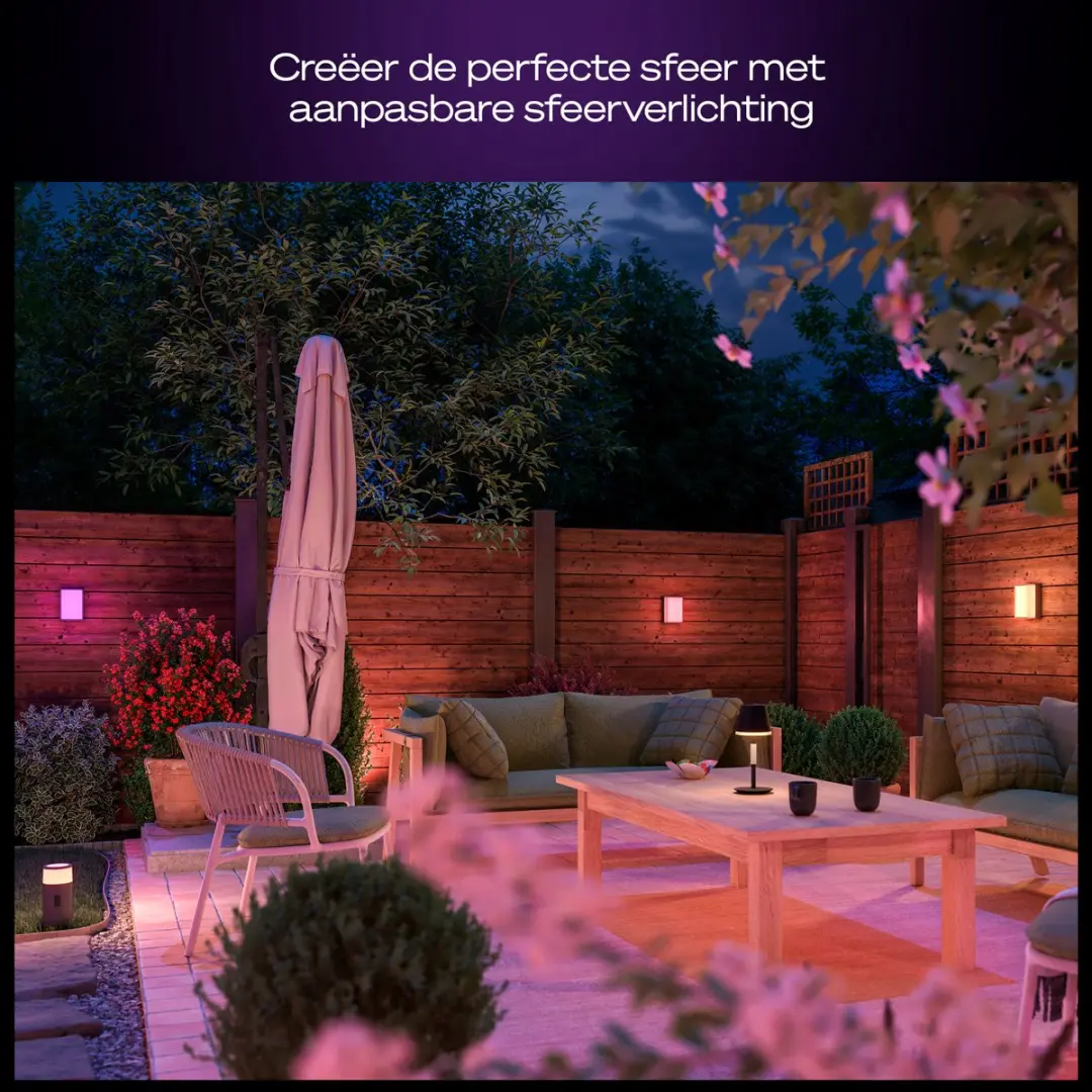 Philips Hue Scenova Tuinlamp - RGBW 7.2W - Zwart - afbeelding 5 van 6