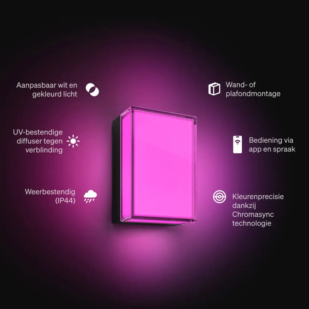 Philips Hue Scenova Tuinlamp - RGBW 7.2W - Zwart - afbeelding 4 van 6