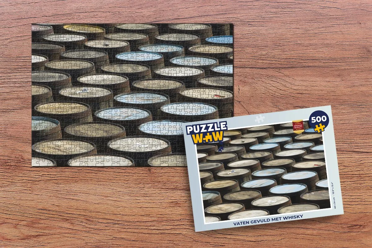 PuzzleWow Whisky Vaten Legpuzzel 500 Stuks - Multicolor