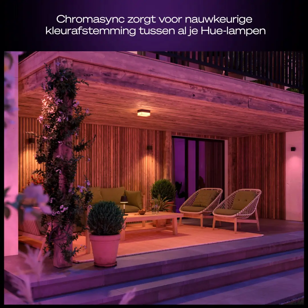 Philips Hue Muscari Wandspot - RGBW - IP44 - Zwart - afbeelding 5 van 6