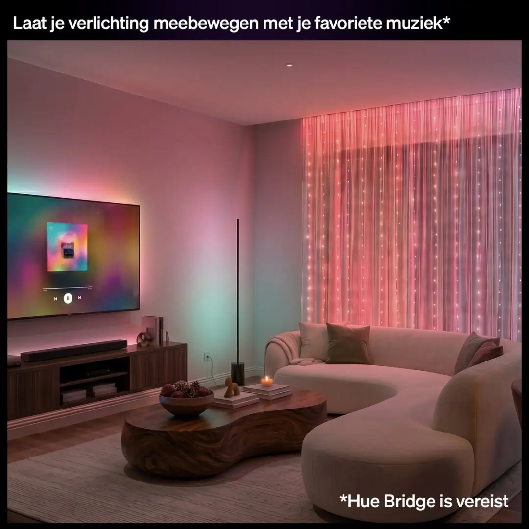 Philips Hue Festavia LED Lichtgordijn 1.35x2m - Multicolor - Zwart - afbeelding 5 van 6