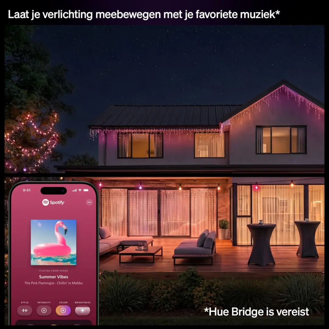Philips Hue Festavia LED Lichtslinger 8.5m - Multicolor - Zwart - afbeelding 5 van 6