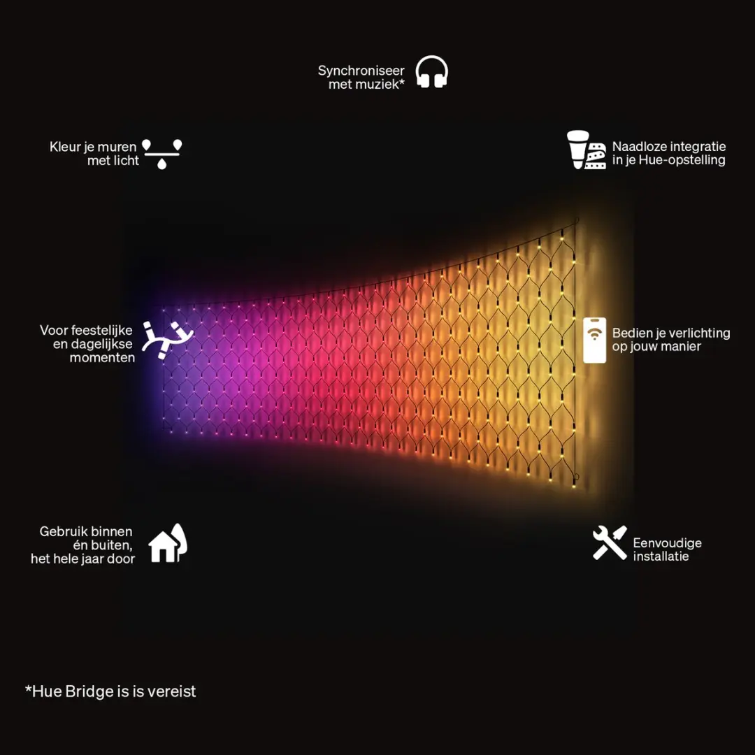 Philips Hue Festavia LED Netverlichting 3.45x1m - Multicolor - afbeelding 2 van 6