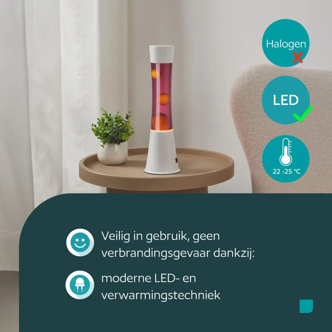Eglo Lava LED Tafellamp 39,5cm - Wit/Rode vloeistof/Oranje - afbeelding 5 van 6