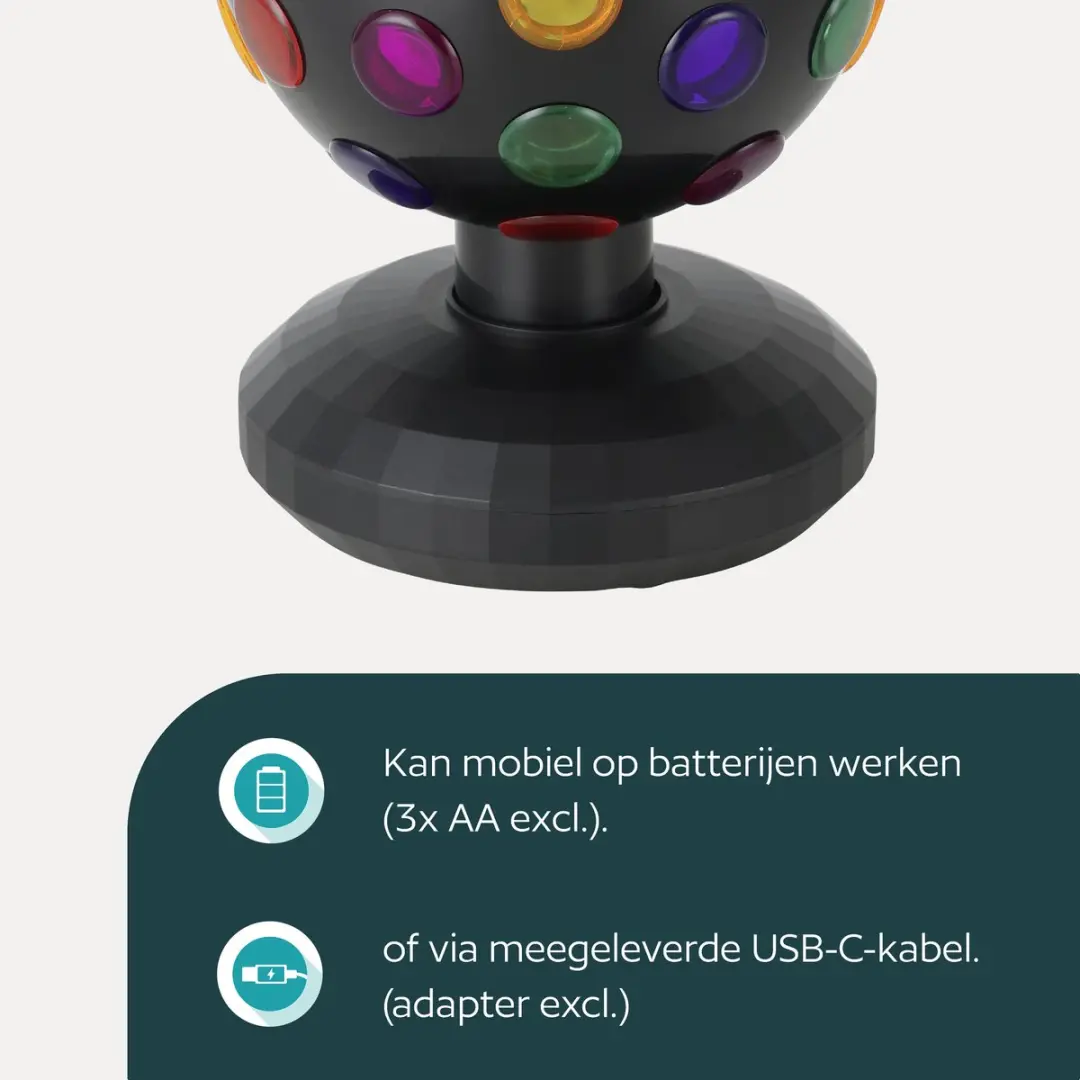 Eglo Disco Discobal LED - 21,5 cm - Zwart/Bont - afbeelding 6 van 6