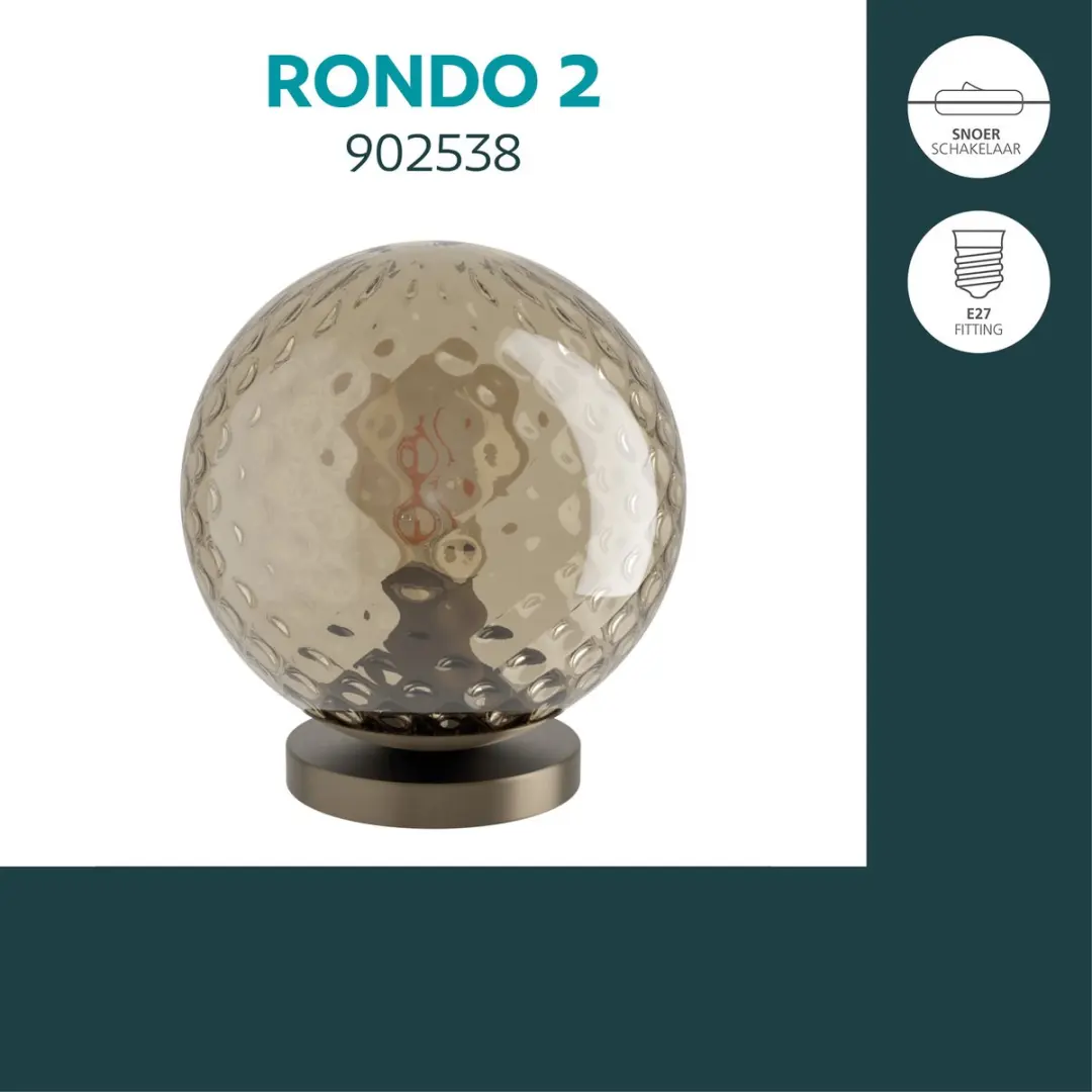 Eglo Rondo 2 Tafellamp Ø20cm - Donker Brons/Bruin - afbeelding 2 van 5