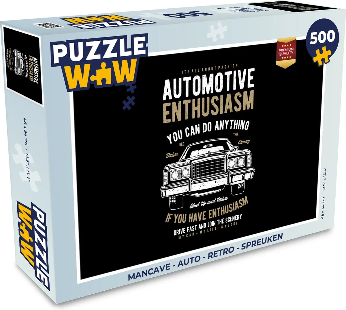 PuzzleWow Mancave Auto Retro Legpuzzel 500 Stuks