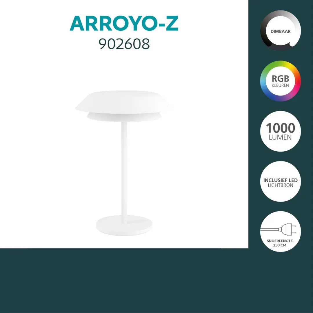 Eglo Arroyo-Z Tafellamp - RGB & Wit - Zigbee - 34cm - afbeelding 2 van 6