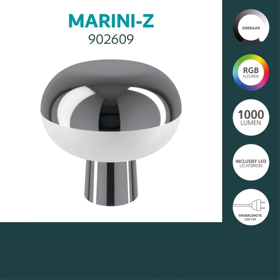 Eglo Marini-Z Tafellamp 22cm - RGB & Wit - Dimbaar - Zigbee - afbeelding 2 van 6