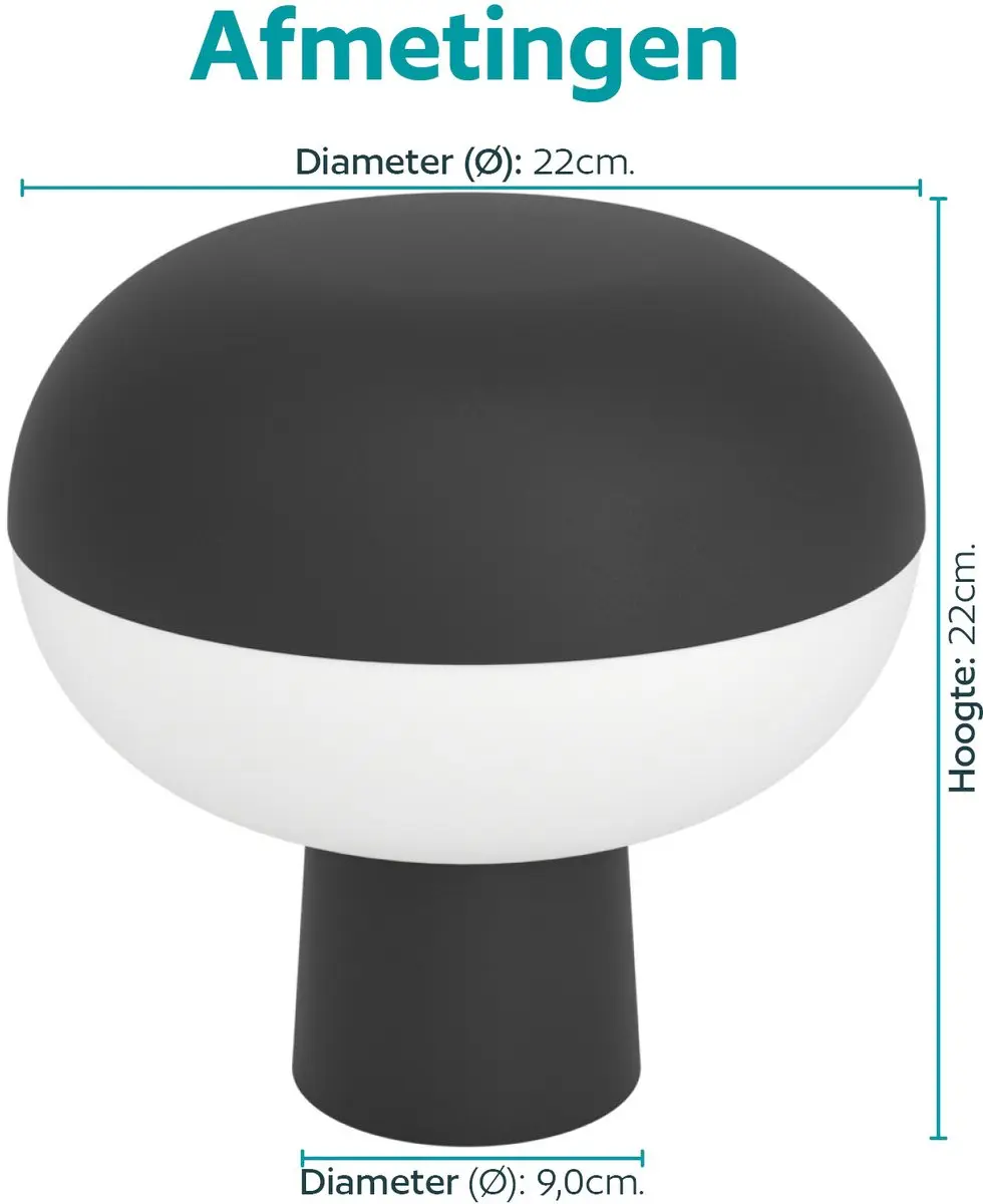 Eglo Marini-Z Tafellamp 22cm - Zwart/Wit - Zigbee - afbeelding 4 van 6