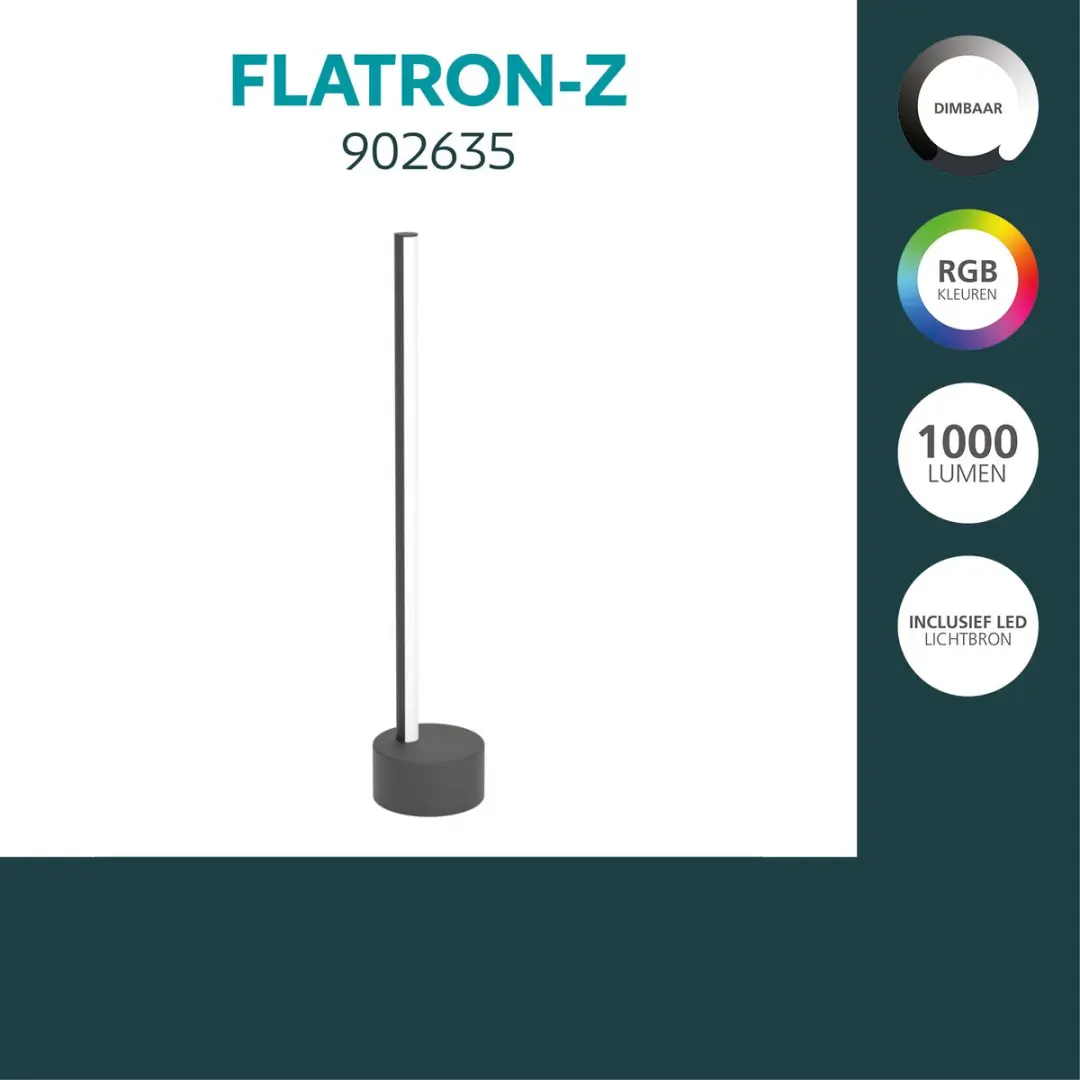 Eglo Flatron-Z Tafellamp - Zwart - RGB & Wit - Zigbee - afbeelding 3 van 6