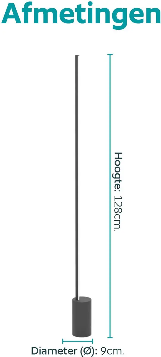 Eglo Flatron-Z Vloerlamp 128cm - Zwart - RGB & Wit - Zigbee - afbeelding 5 van 6