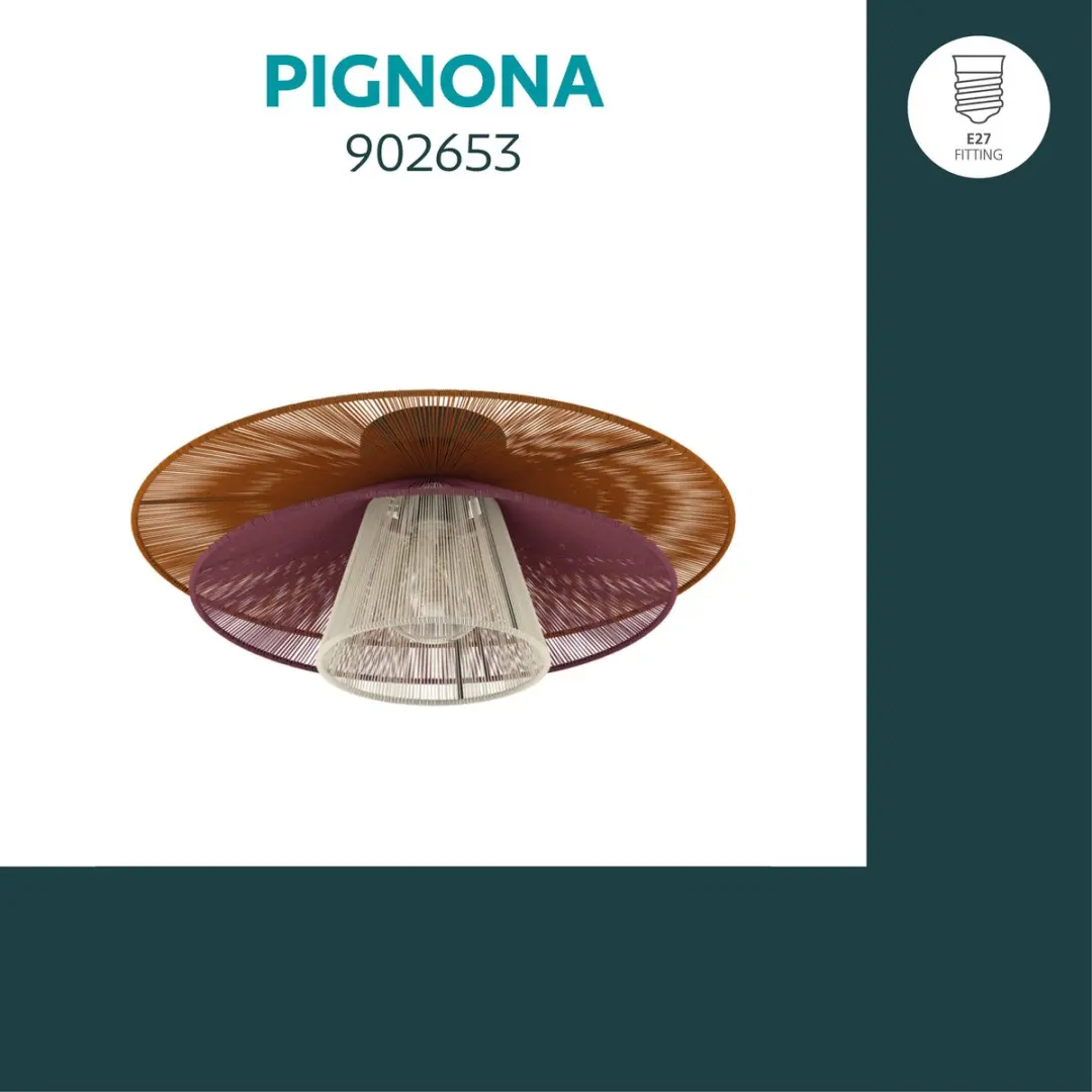 Eglo Pignona Plafondlamp E27 - Ø50cm - Rood/Oranje/Wit/Zwart - afbeelding 4 van 6