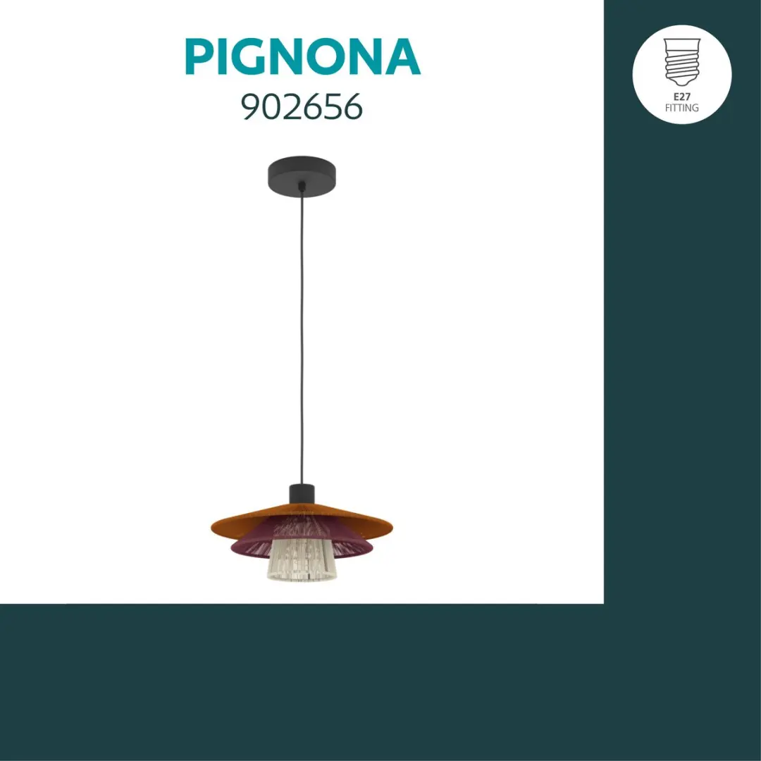Eglo Pignona Hanglamp E27 - Ø32cm - Rood/Oranje/Wit/Zwart - afbeelding 5 van 6