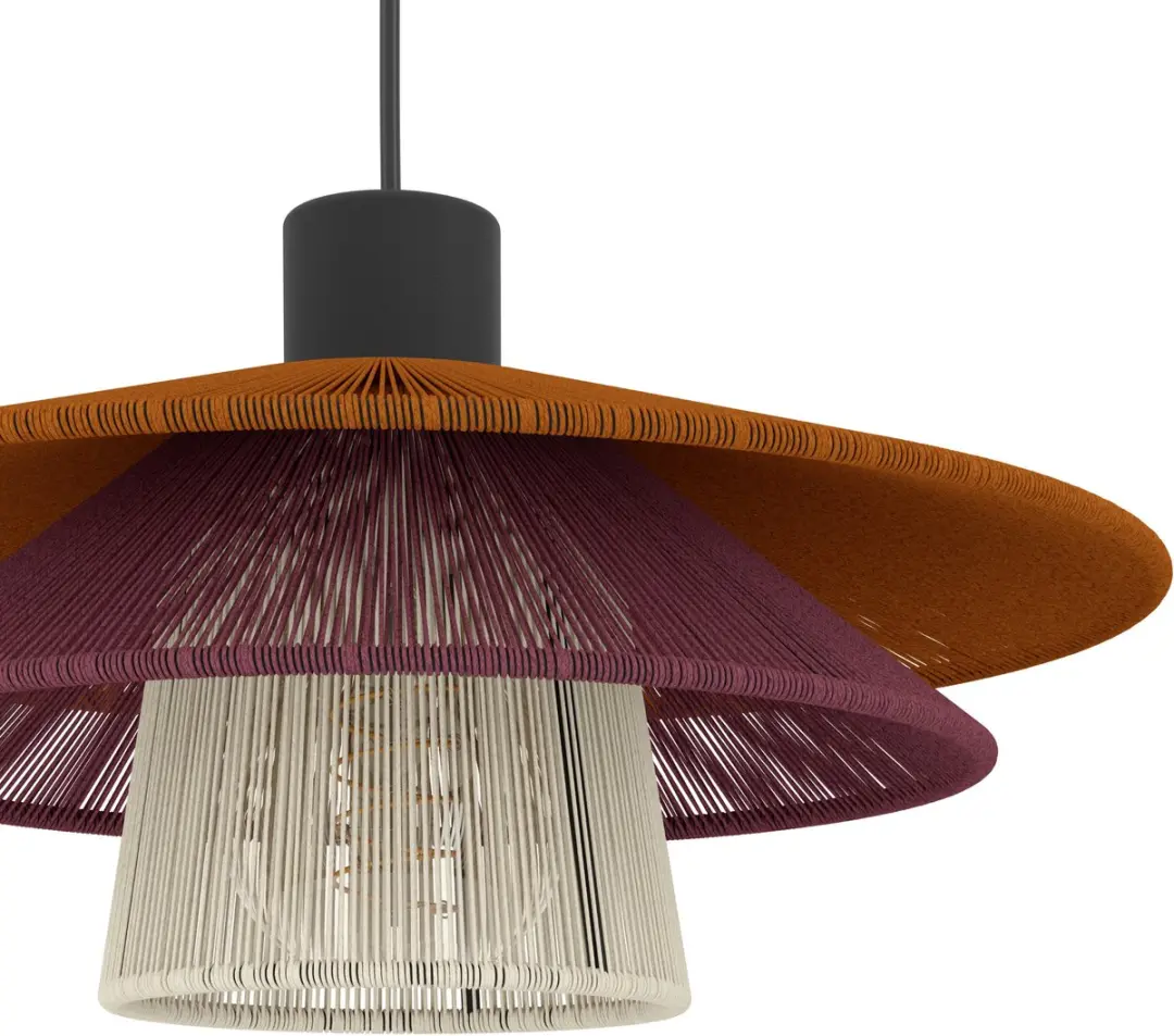 Eglo Pignona Hanglamp E27 - Ø32cm - Rood/Oranje/Wit/Zwart - afbeelding 4 van 6