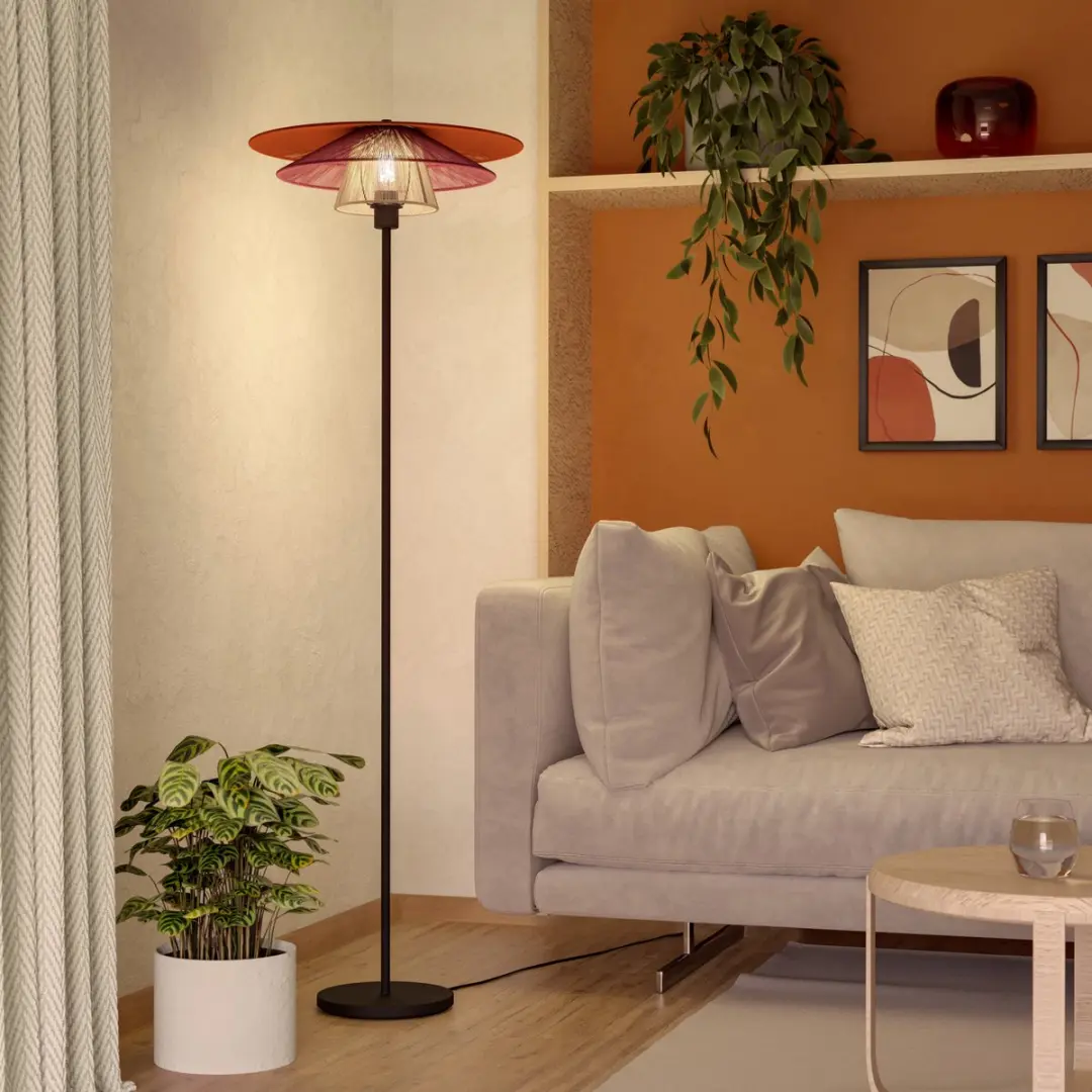 Eglo Pignona Vloerlamp E27 - Ø50cm - Rood/Oranje/Wit/Zwart - afbeelding 4 van 6