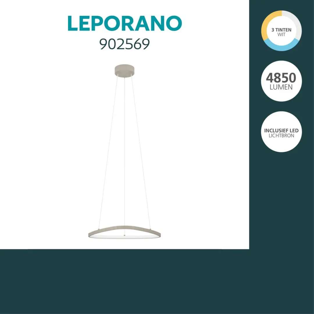 Eglo Leporano Hanglamp Ø49cm - Zandkleur/Wit - afbeelding 4 van 6