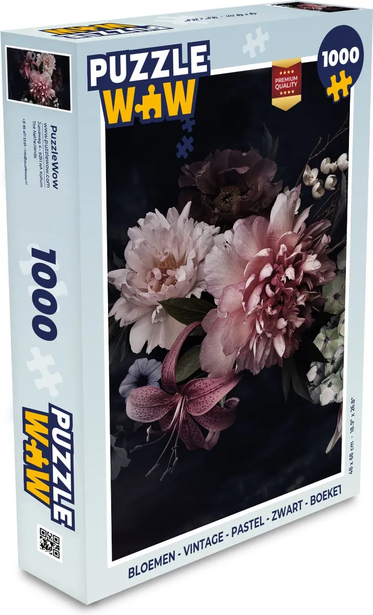 PuzzleWow Bloemen Vintage Legpuzzel 1000 Stuks - Multicolor