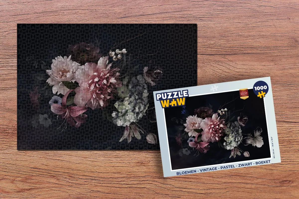 PuzzleWow Bloemen Vintage Legpuzzel 1000 Stuks - Multicolor
