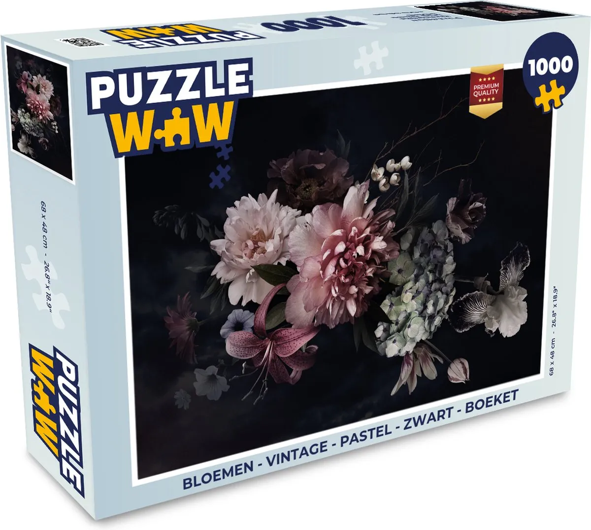 PuzzleWow Bloemen Vintage Legpuzzel 1000 Stuks - Multicolor