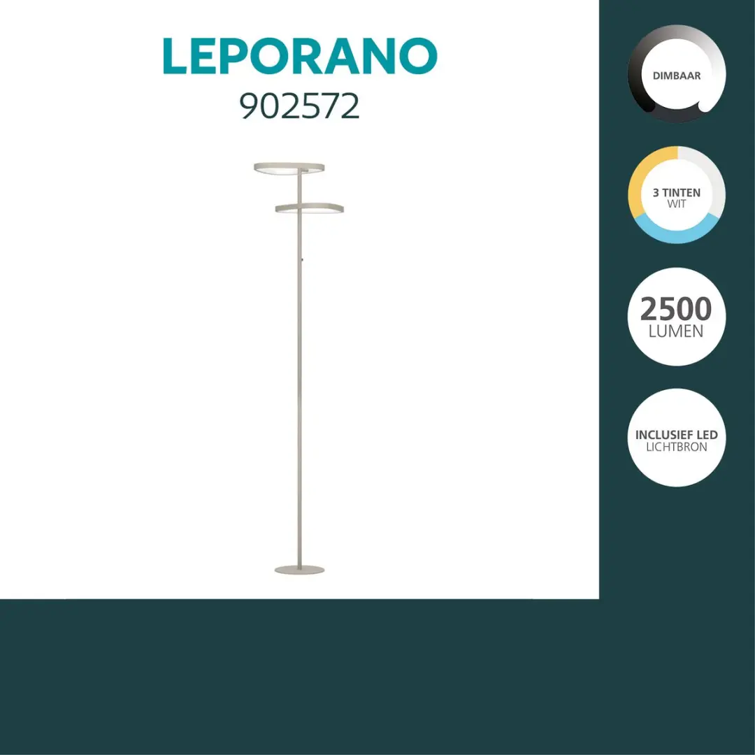 Eglo Leporano Vloerlamp 160cm - Zandkleur - Instelbaar & Dimbaar - afbeelding 6 van 6