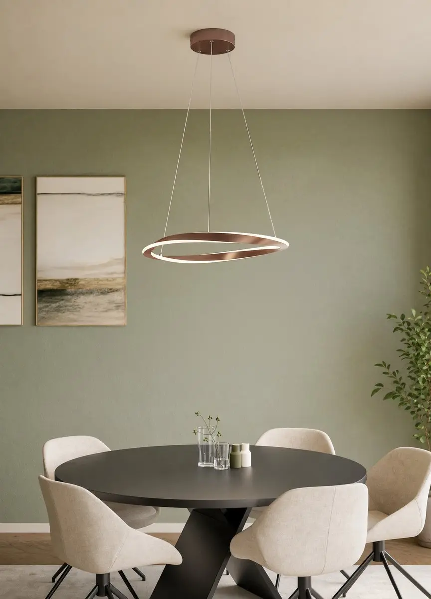 Eglo Camerota Hanglamp Ø55cm - Donker Brons/Wit - Dimbaar - afbeelding 4 van 6