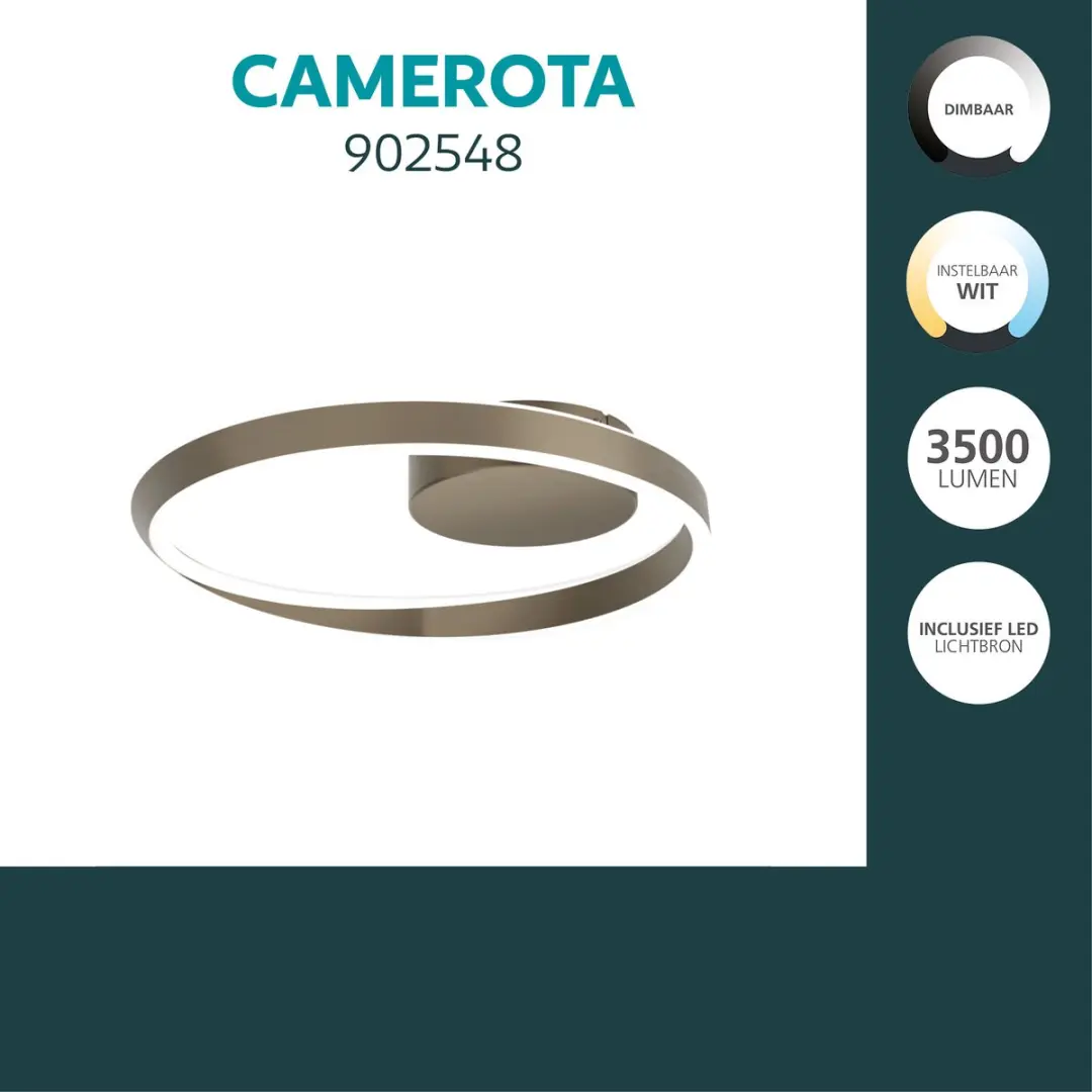 Eglo Camerota Plafondlamp Ø41cm - Donker Brons/Wit - Dimbaar - afbeelding 3 van 6