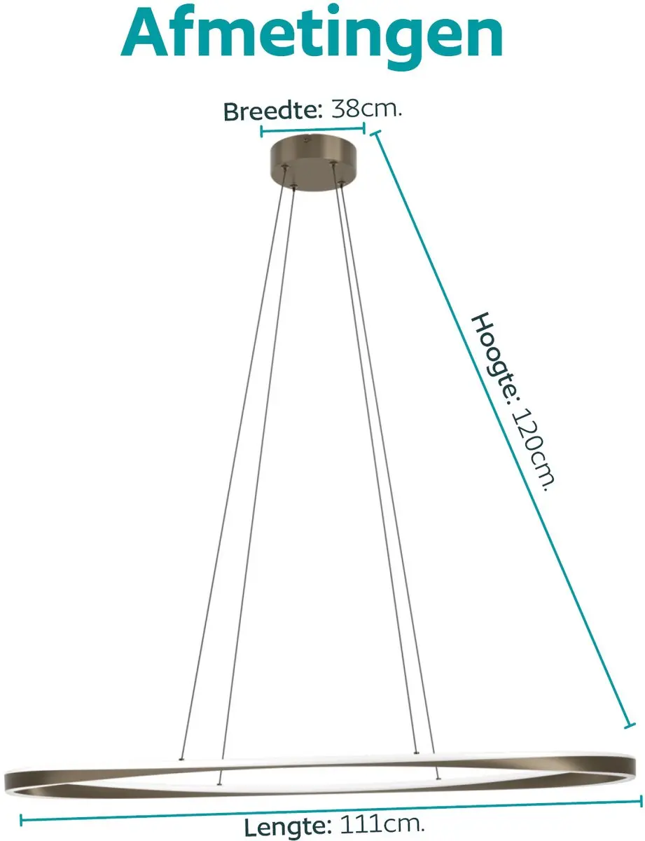 Eglo Camerota Hanglamp Donker Brons/Wit - 111cm - Instelbaar & Dimbaar - afbeelding 6 van 6
