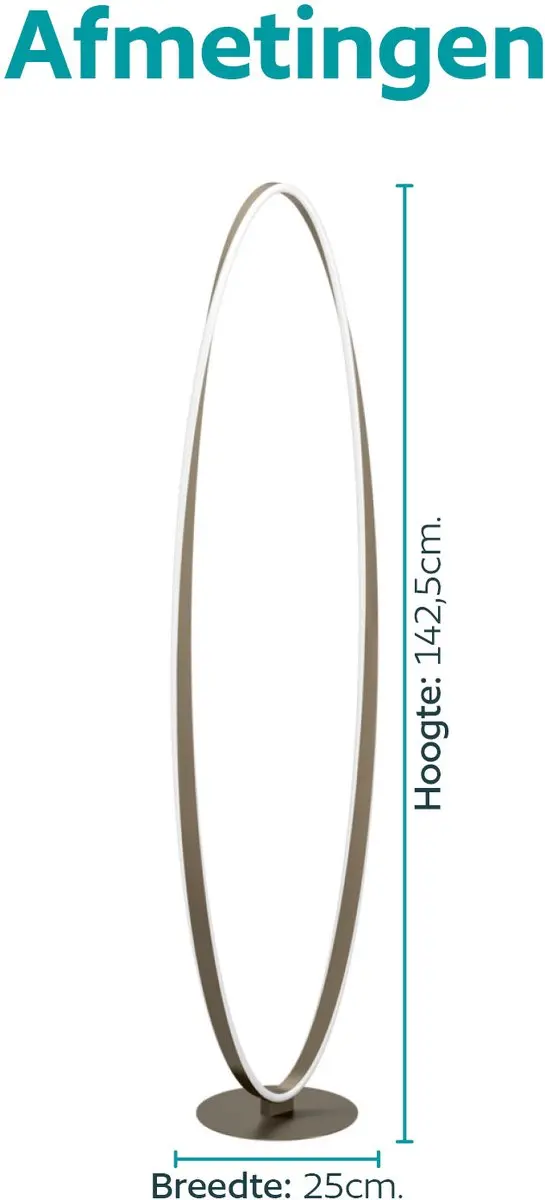 Eglo Camerota Vloerlamp 142,5cm - Donker Brons/Wit - Instelbaar & Dimbaar - afbeelding 6 van 6