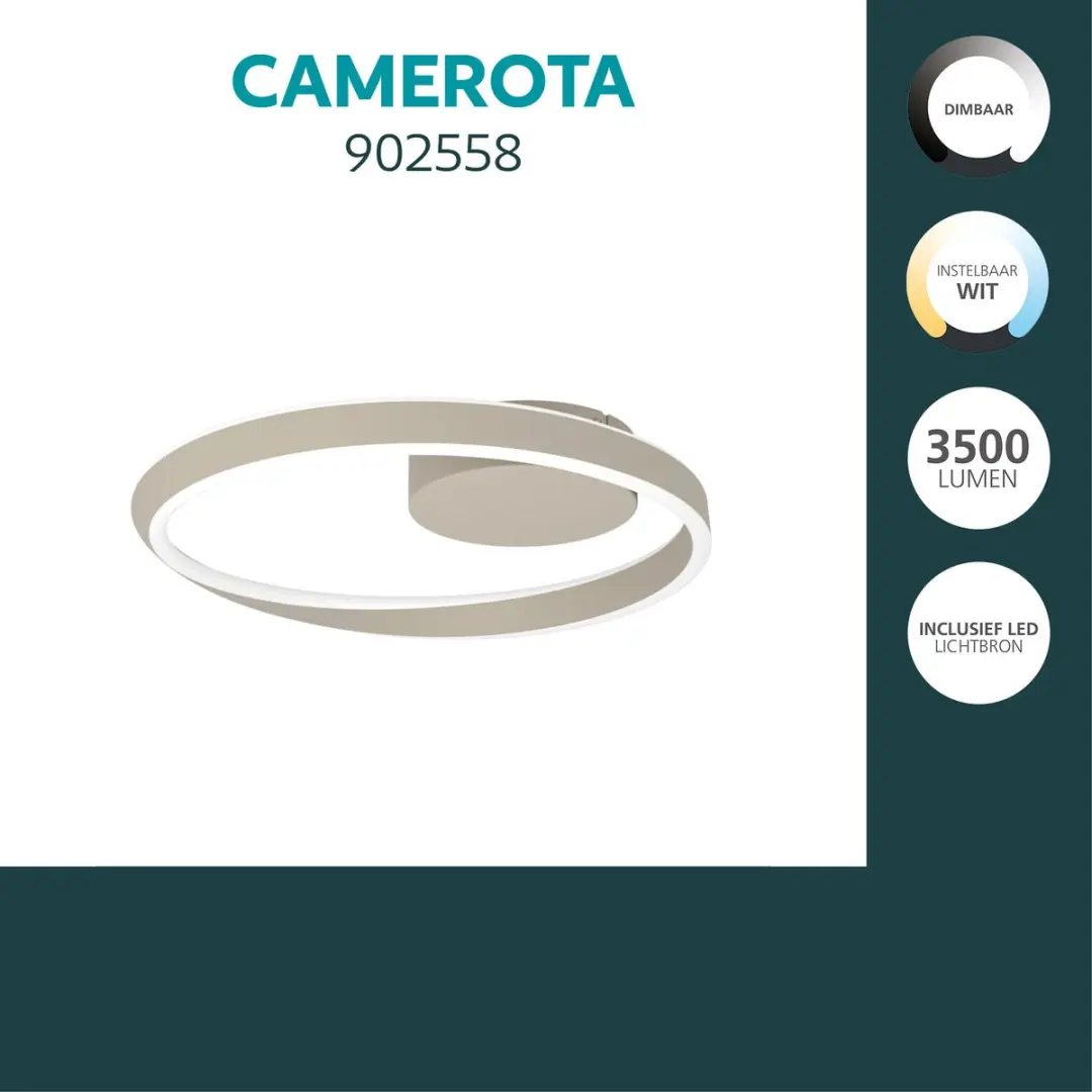 Eglo Camerota Plafondlamp Ø41cm - Zandkleur/Beige/Wit - afbeelding 4 van 6