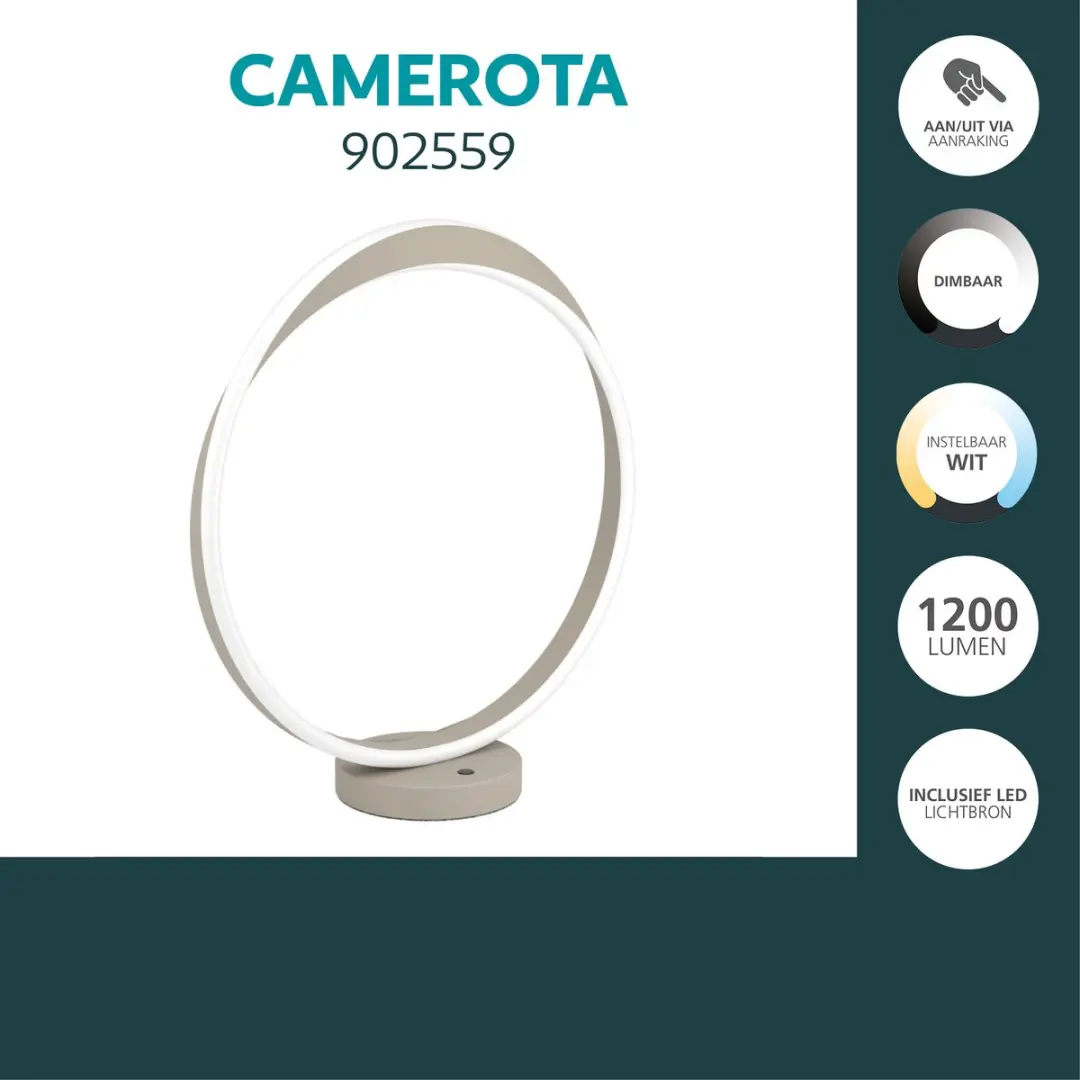 Eglo Camerota Tafellamp - Zandkleur - 2765K - Dimbaar - afbeelding 3 van 6