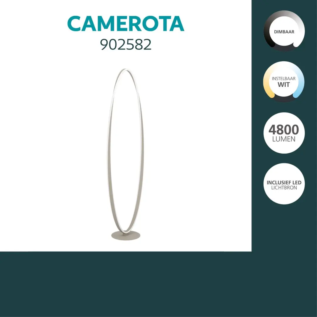 Eglo Camerota Vloerlamp 142,5cm - Zandkleur - afbeelding 3 van 6