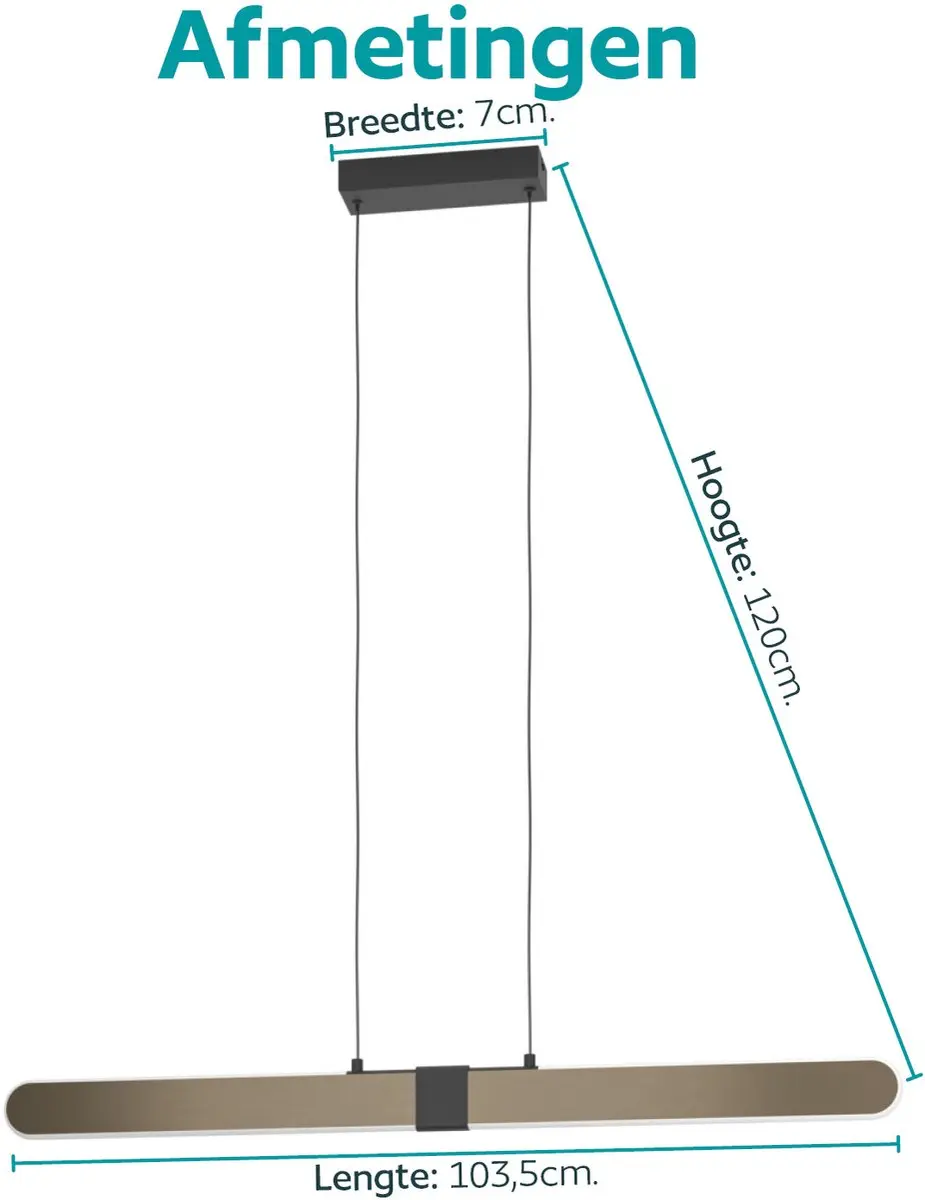EGLO Concesio Hanglamp - 103,5 cm - Brons/Zwart - Instelbaar wit licht (warm, neutraal en daglicht) - afbeelding 5 van 5
