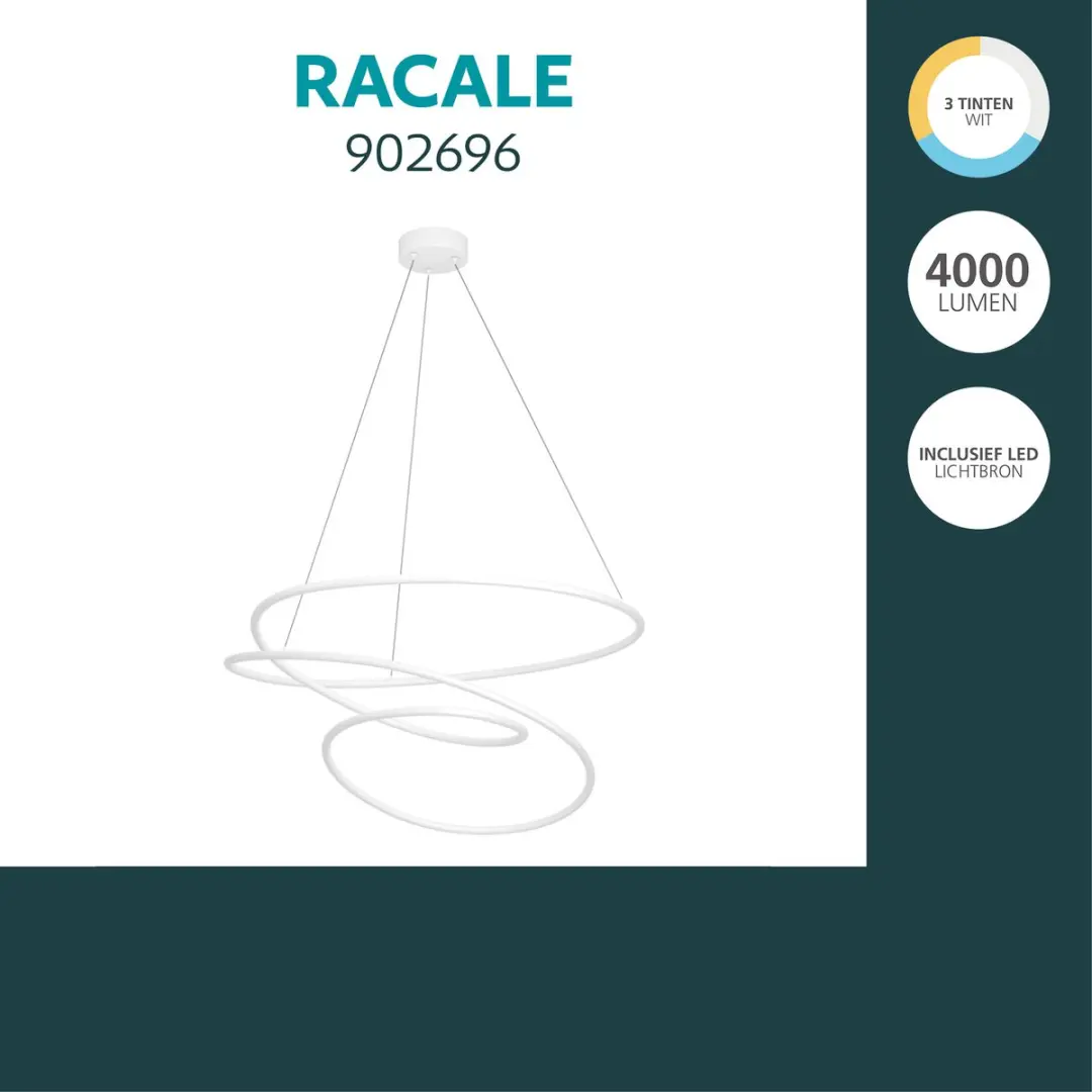 EGLO Racale Hanglamp - Ø78cm - Wit - afbeelding 3 van 6