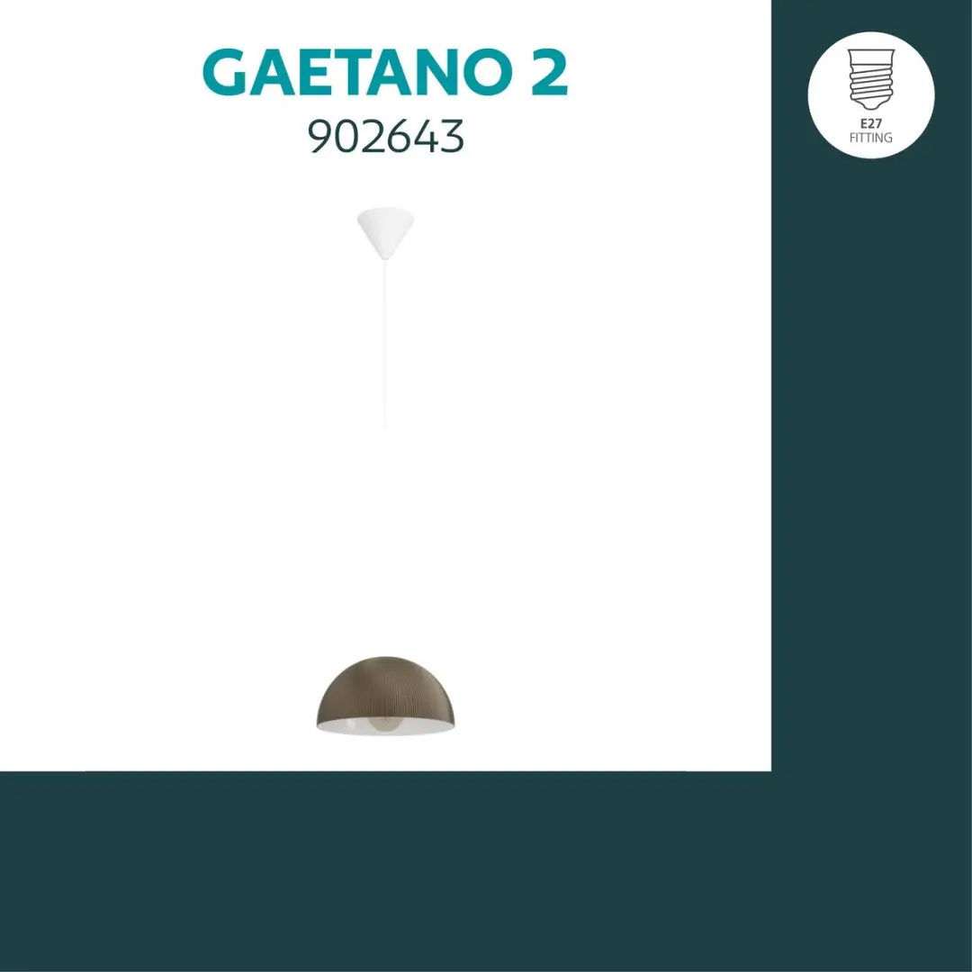 EGLO Gaetano 2 Hanglamp - E27 - Ø30cm - Wit/Brons - afbeelding 3 van 6