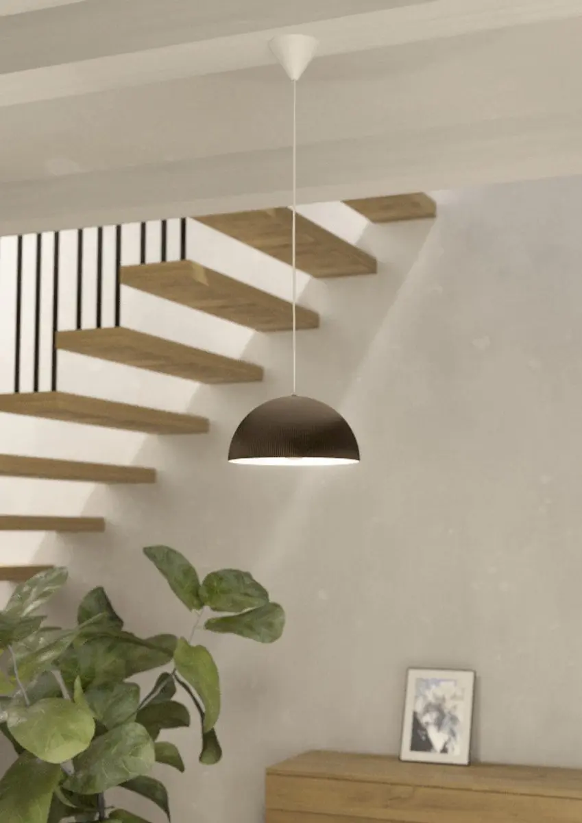 EGLO Gaetano 2 Hanglamp - E27 - Ø30cm - Wit/Brons - afbeelding 4 van 6
