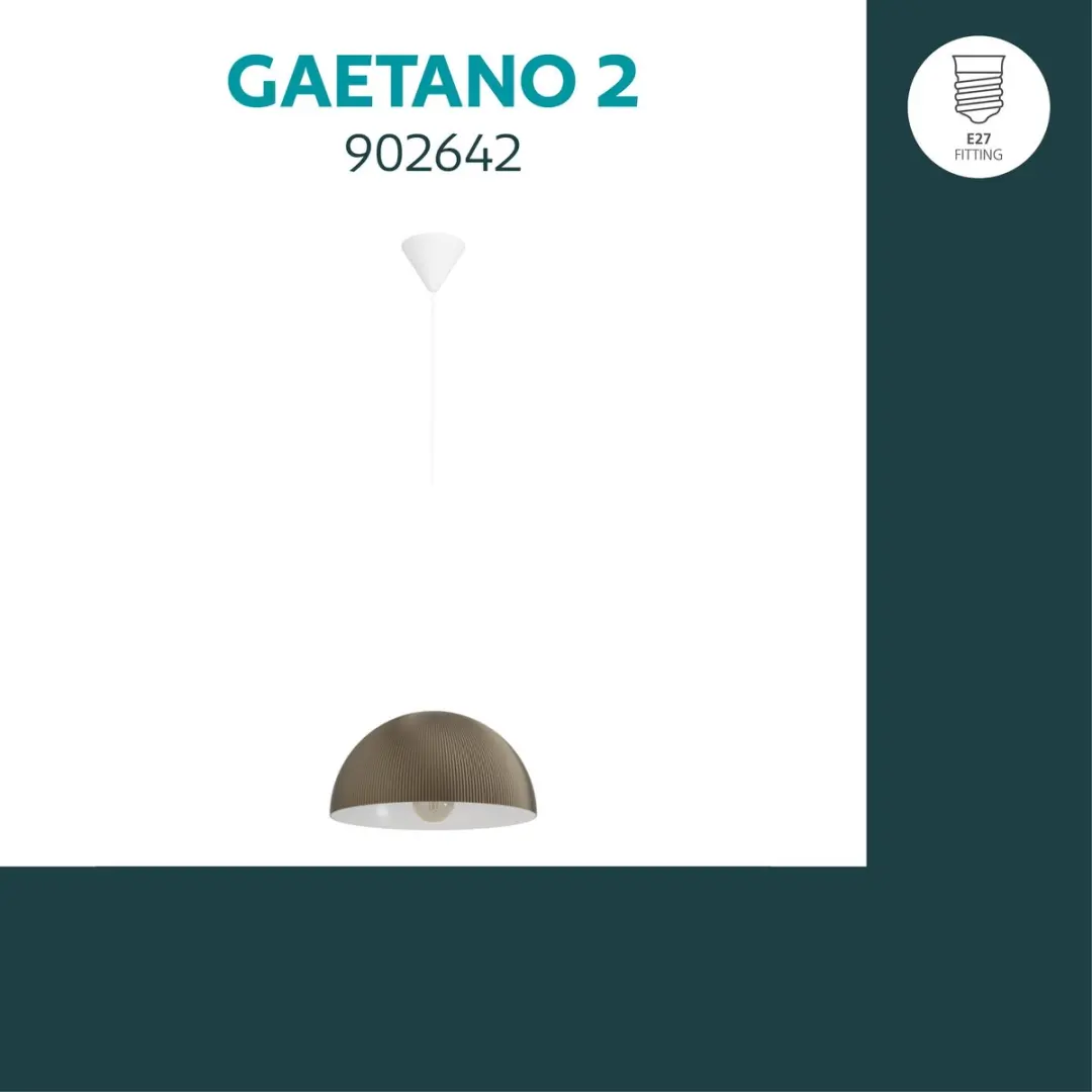 Eglo Gaetano 2 Hanglamp - Ø40cm - Wit/Brons - afbeelding 4 van 6