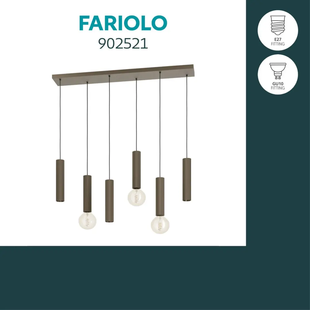 Eglo Fariolo Hanglamp 3x E27/GU10 - 96cm Brons - afbeelding 3 van 6
