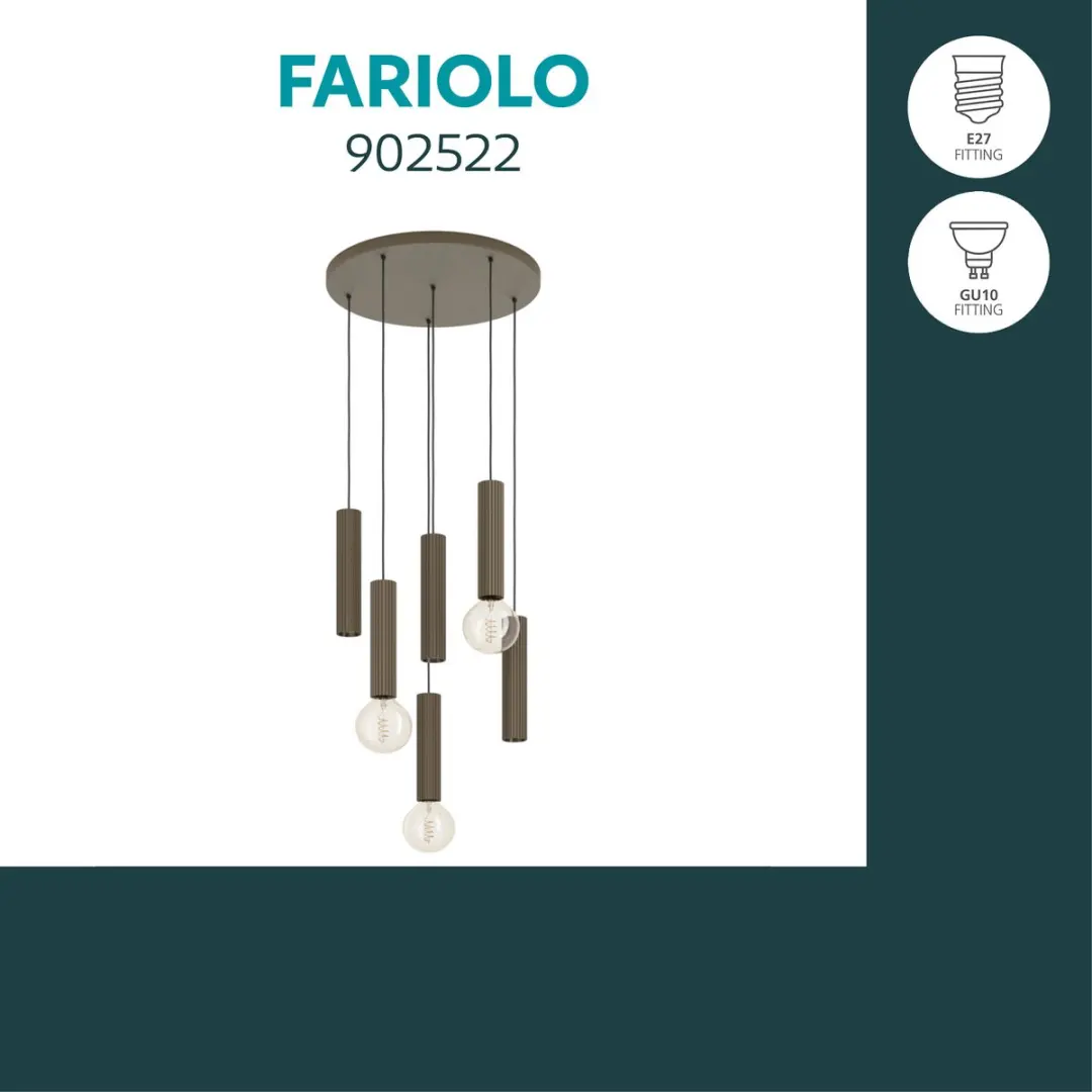 Eglo Fariolo Hanglamp E27/GU10 - 3 Lichtpunten - Brons - afbeelding 3 van 6