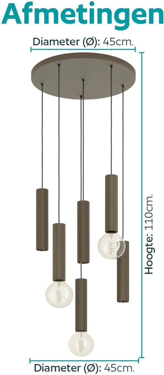 Eglo Fariolo Hanglamp E27/GU10 - 3 Lichtpunten - Brons - afbeelding 6 van 6
