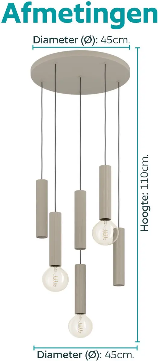 Eglo Fariolo Hanglamp Ø48cm - 3x E27/GU10 - Zandkleur - afbeelding 6 van 6