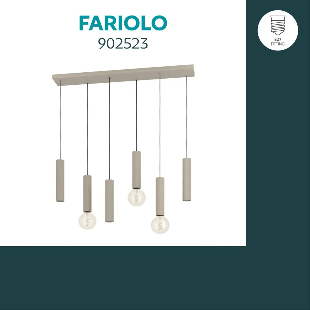 Eglo Fariolo Hanglamp 96cm - 3 Lichtpunten - Zandkleur - afbeelding 3 van 6