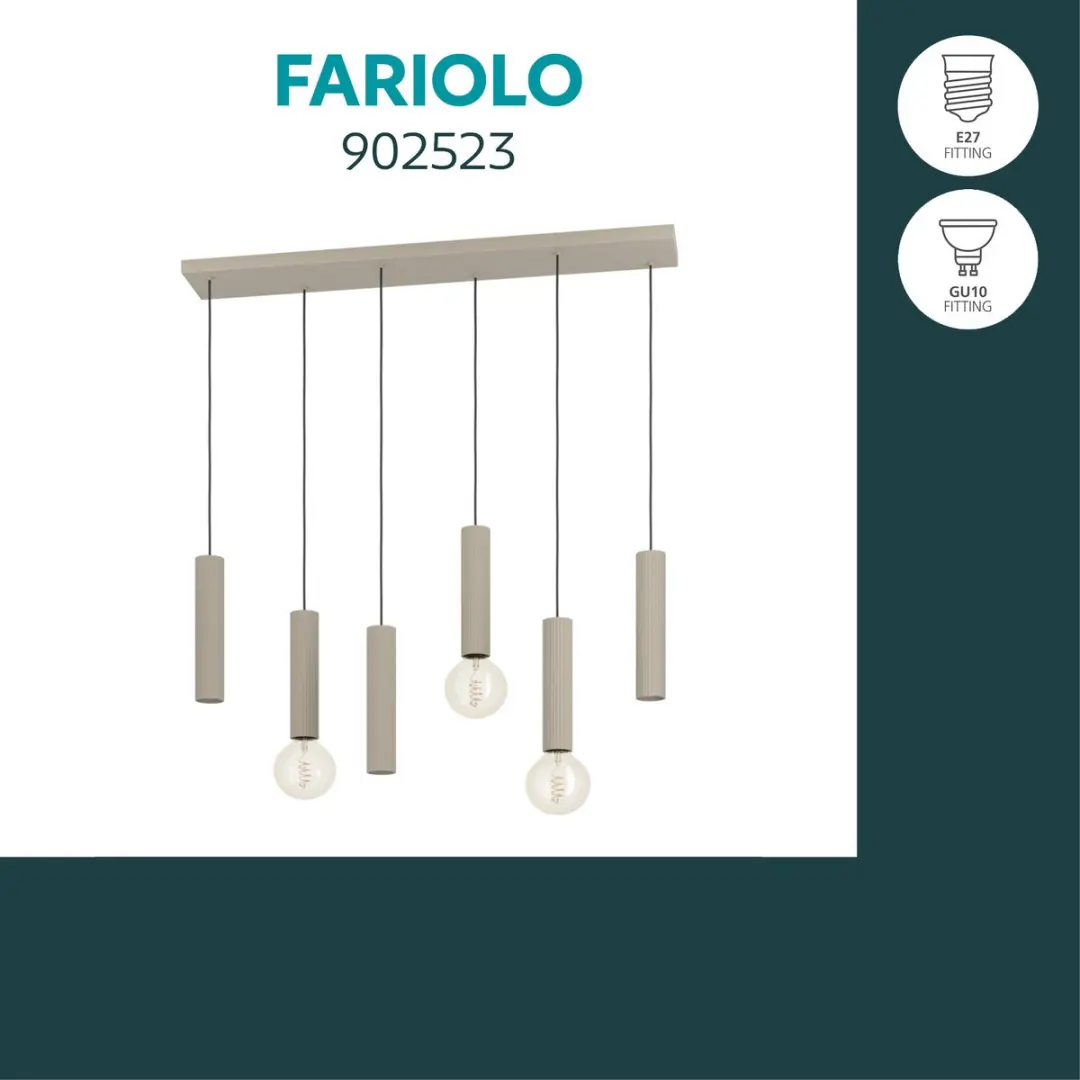 Eglo Fariolo Hanglamp 96cm - 3 Lichtpunten - Zandkleur - afbeelding 4 van 6