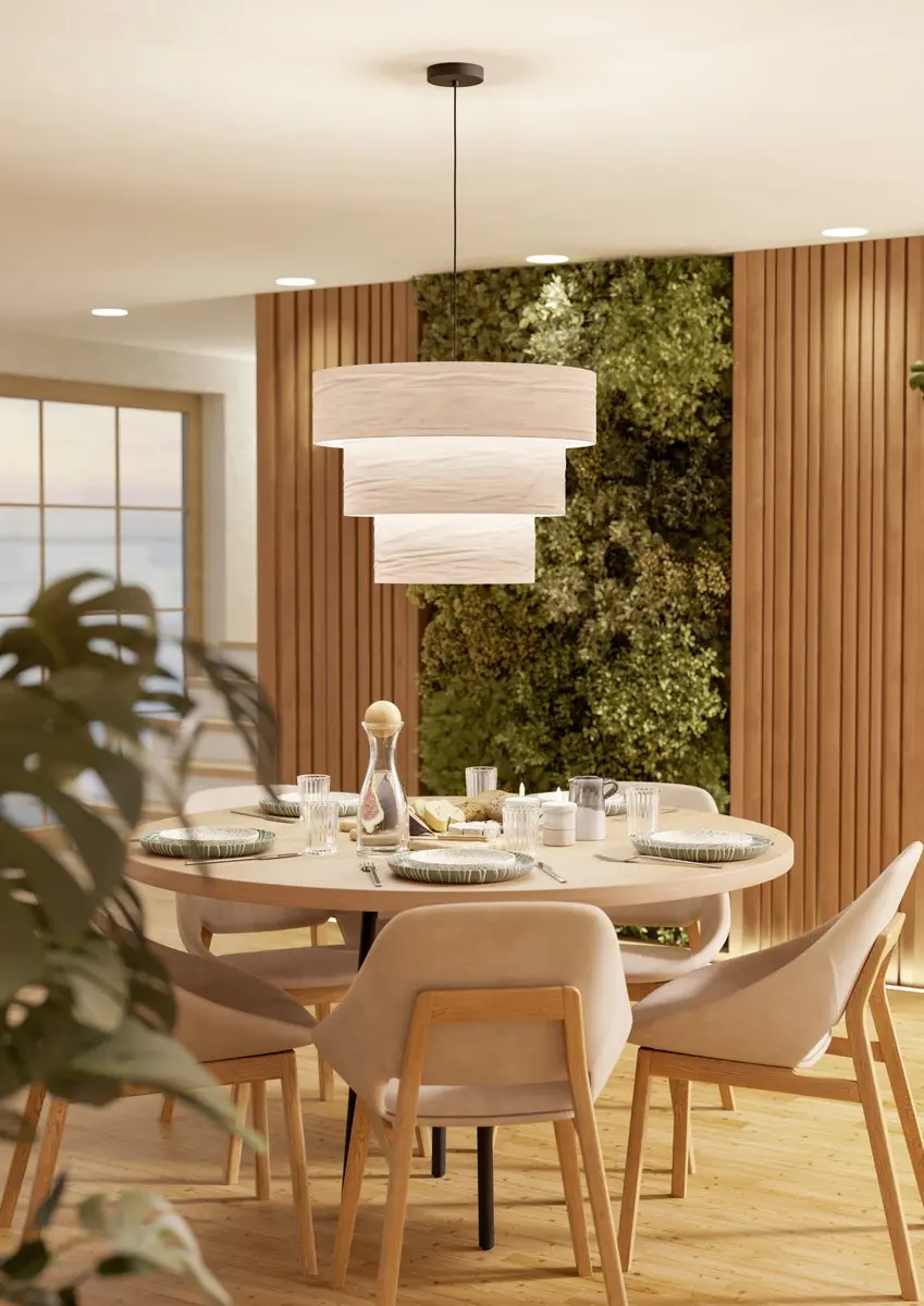 Eglo Parogno Hanglamp E27 - Ø50cm - Zwart/Crème - afbeelding 3 van 5
