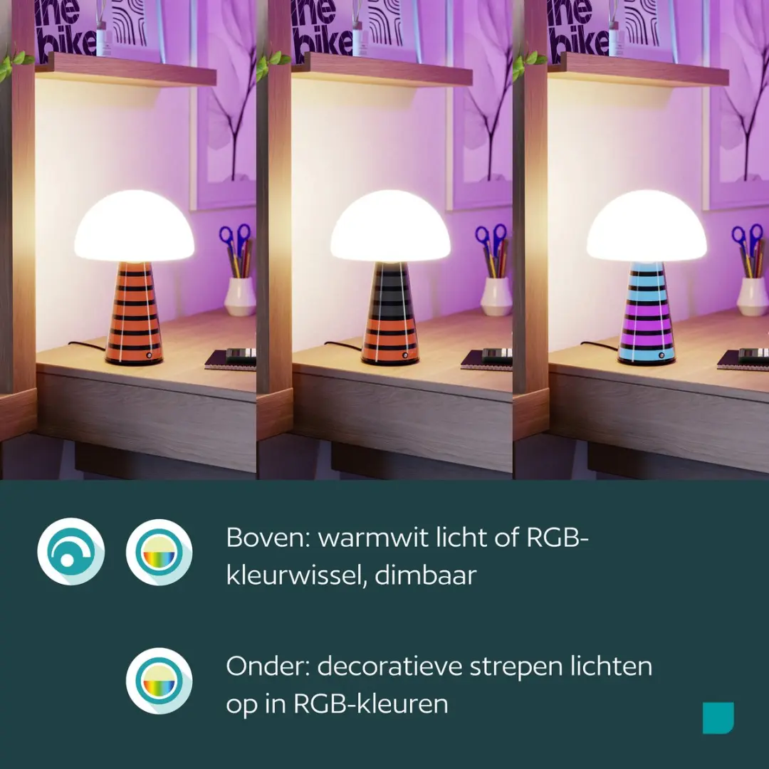 Eglo Pulse Tafellamp - 28,5 cm - Dimbaar met Muzieksensor - afbeelding 4 van 6