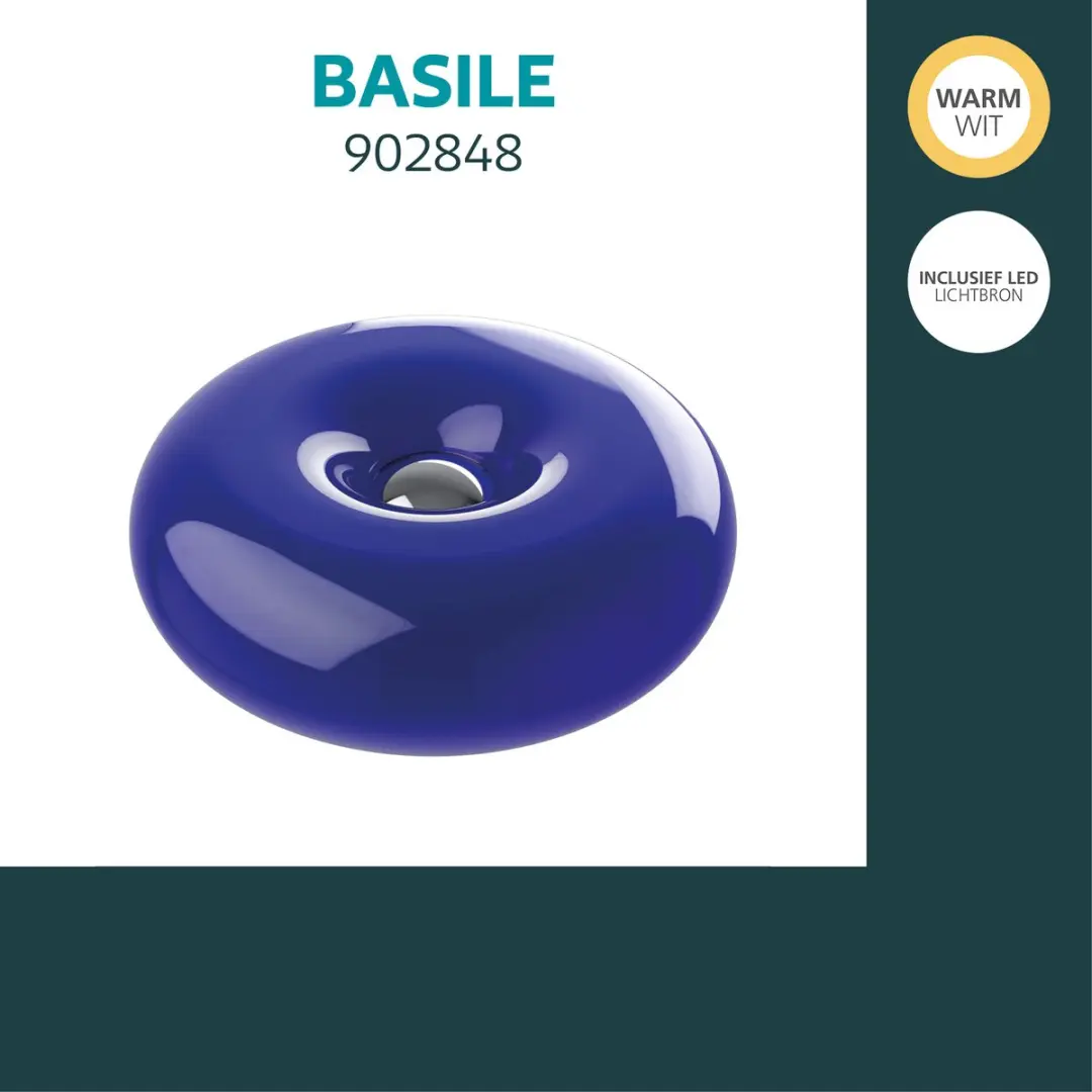 Eglo Basile LED Wandlamp Ø30cm - Chroom/Blauw - afbeelding 6 van 6