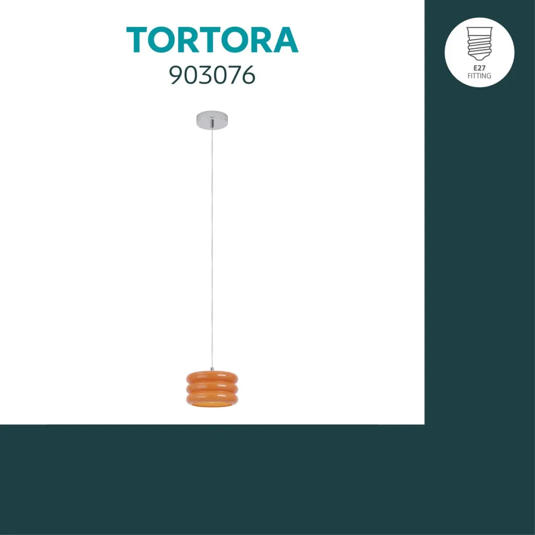 Eglo Tortora Hanglamp E27 - Ø20cm - Chroom/Oranje - afbeelding 5 van 6
